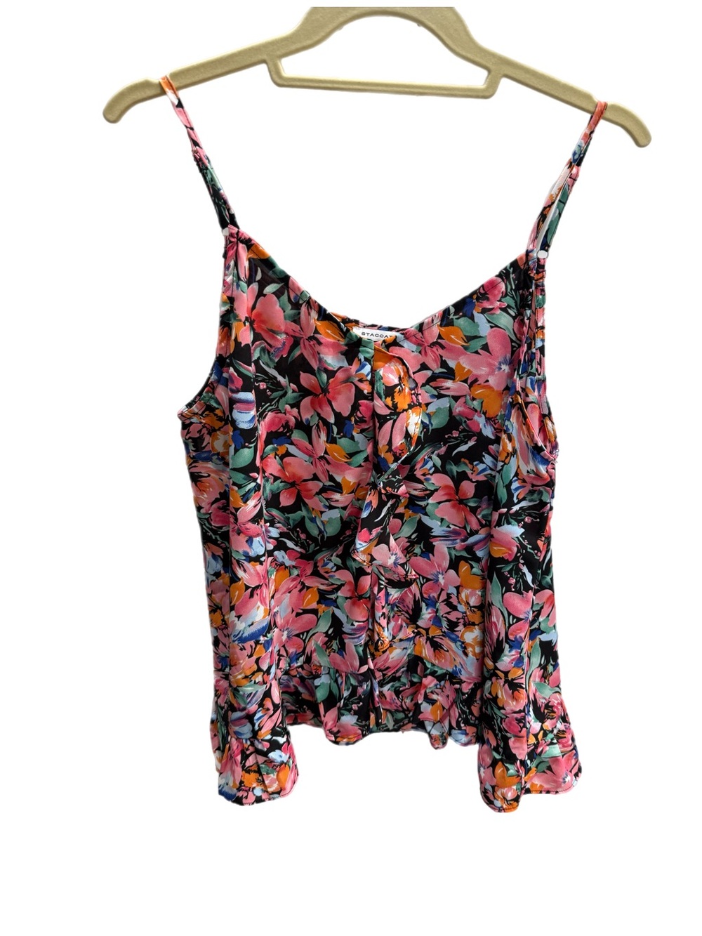 Staccato Floral Spaghetti Strap Cami Top - Pink Multi L
